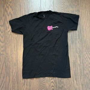 Hot Topic Black Tee with Pink Guitar Graphic